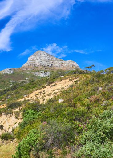 Mountains, rocks and environment with nature, blue sky...