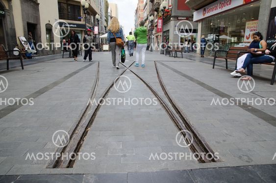 Old train rails in Las Palmas, Gran Canaria