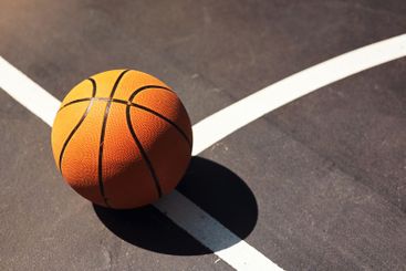 Sports, basketball and closeup for workout on court,...