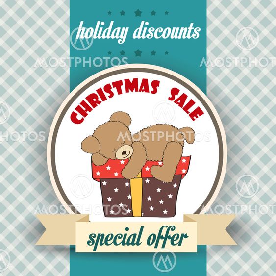 Christmas sale design with teddy bear
