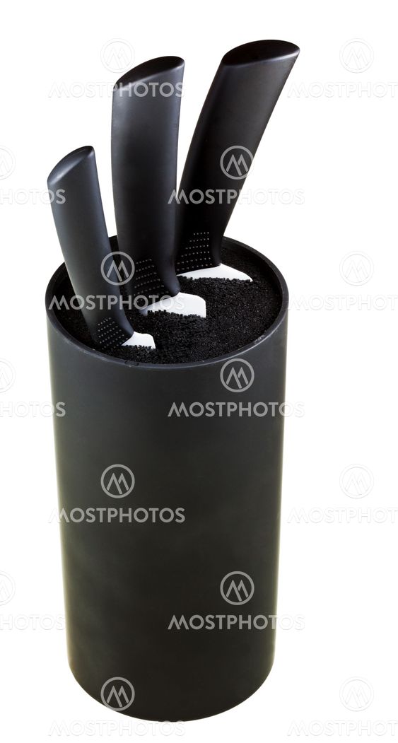 ceramic knife set with plastic stand