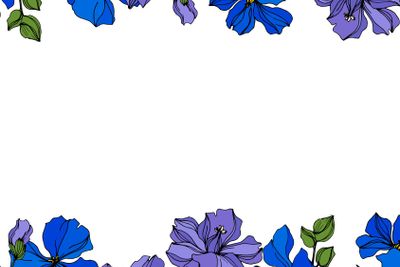 Vector Flax floral botanical flowers. Black and white...