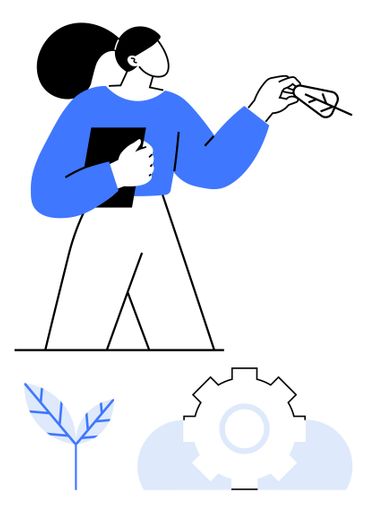 Woman Holding Notebook and Leaf, Representing...