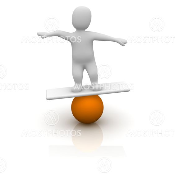 Man balancing on orange ball