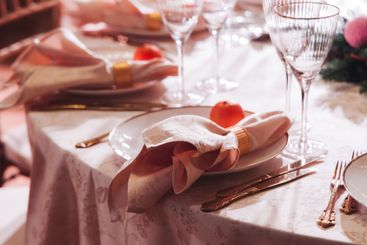 Beautiful table decoration for luxury  event in pink and...