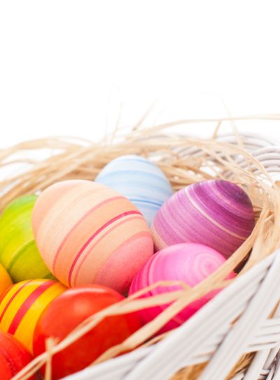 Colorful Easter eggs in the basket