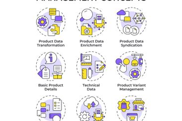 Product information management multi color concept icons