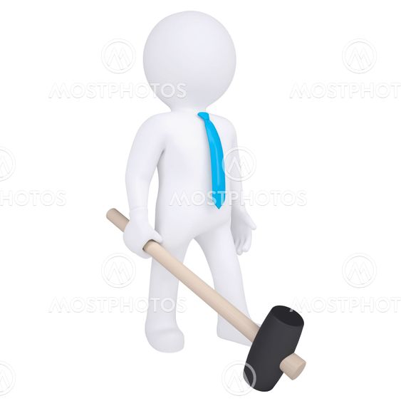 3d white man with a hammer
