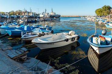 Sunset at the port of Sozopol, Burgas Region, Bulgaria