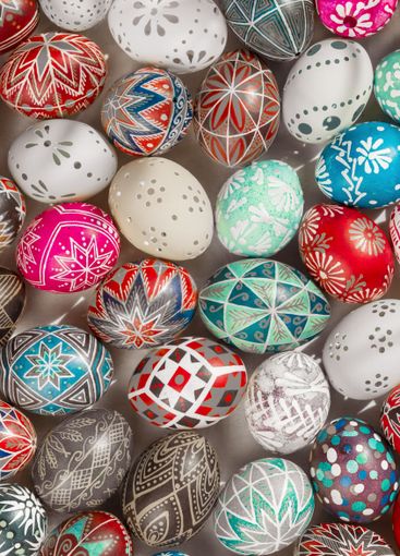 Colorful easter eggs background, christian holiday theme.