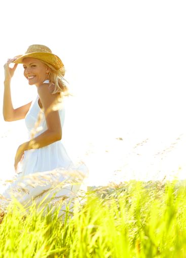 Fashion, portrait and smile of woman outdoor for...