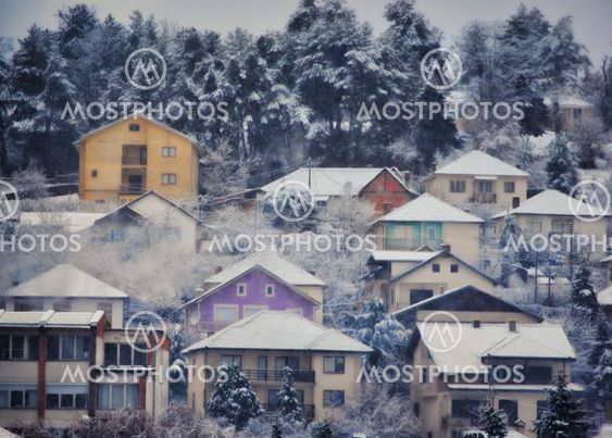Winter, snow on the houses