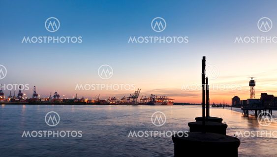 Hamburg Harbor at Dusk