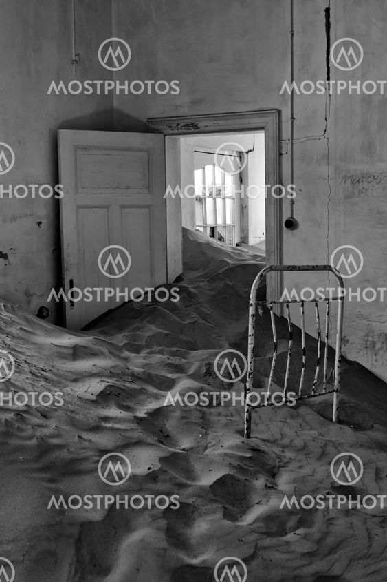 bed in a house at kolmanskop ghost town namibia africa