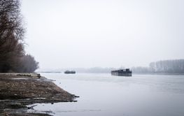 Anchored tankers during the winter period on the Danube...