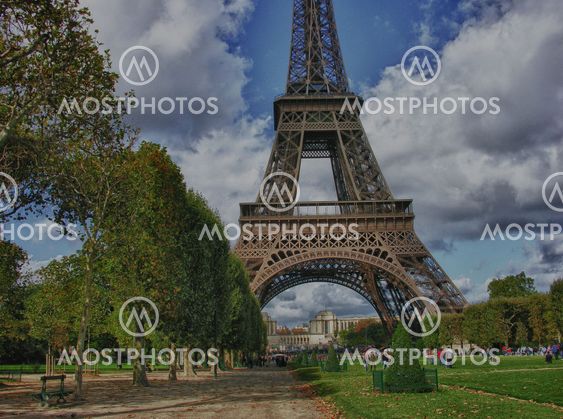 Clouds over Eiffel Tower in Paris