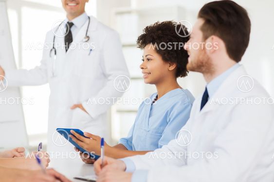 group of doctors on presentation at hospital