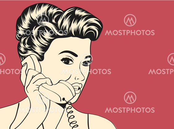 woman chatting on the phone, pop art illustration