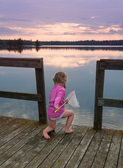 Cute little girl fishing