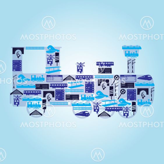 train and railway icons locomotive shape eps10