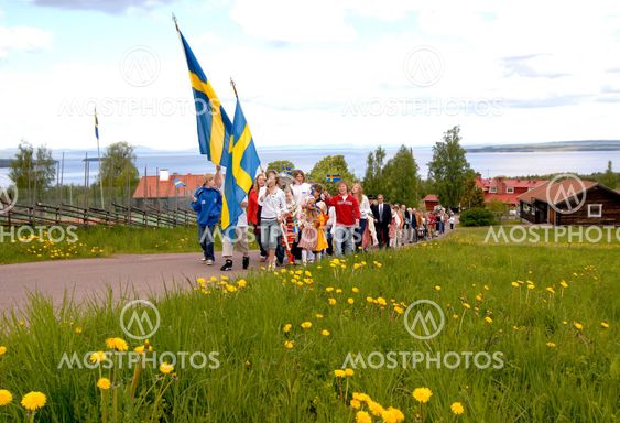 Procession with children and flags