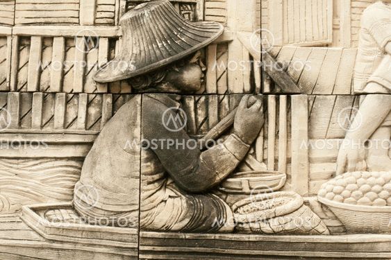 native molding art on wall in thai style