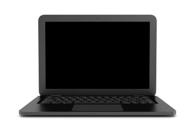 Black Notebook Computer on White Background