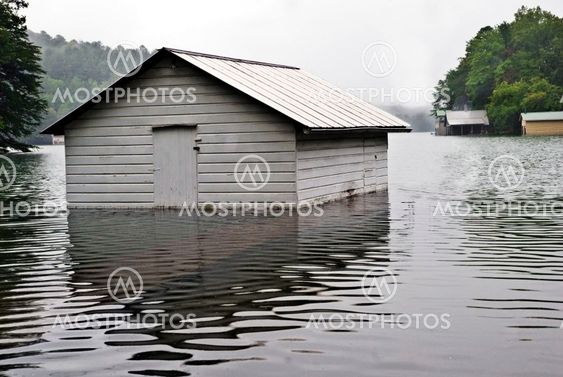 Flooded Buildings on a Lake