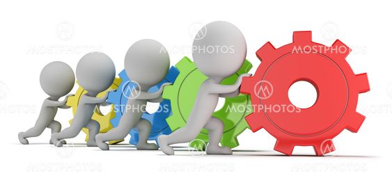 3d small people - team with gears