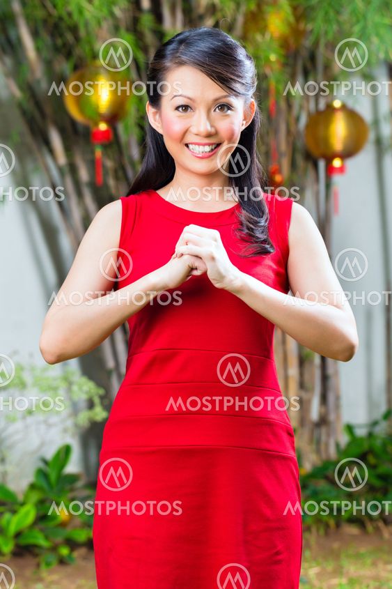 Woman celebrating Chinese new year