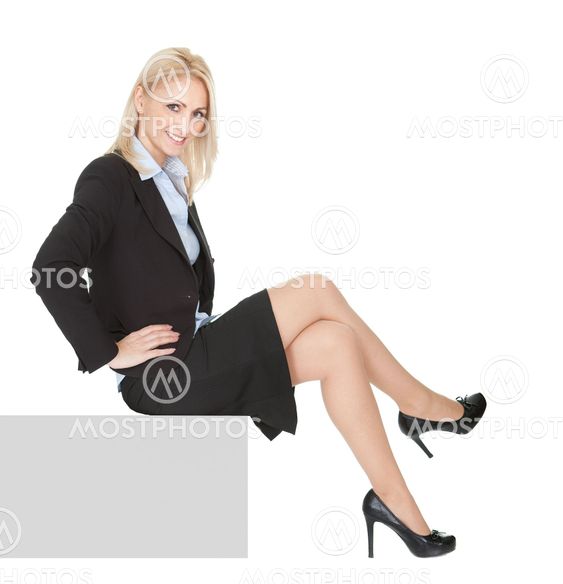 Businesswoman sitting on copyspace