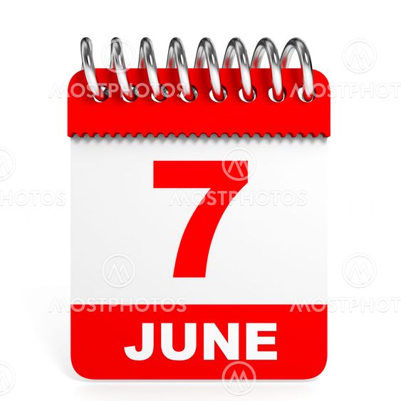 Calendar on white background. 7 June.