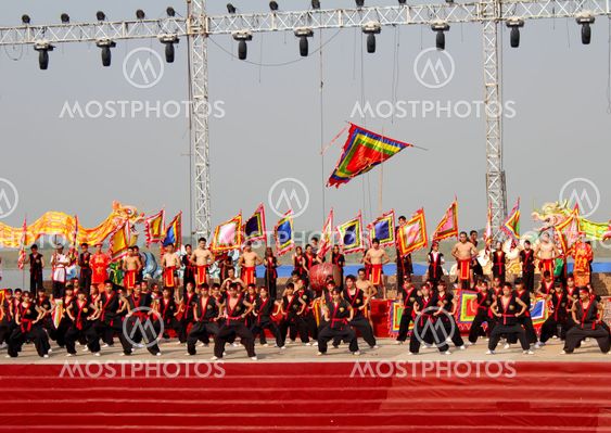 The martial art practitioners performance traditional...