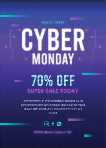 Flat design cyber monday flyer template