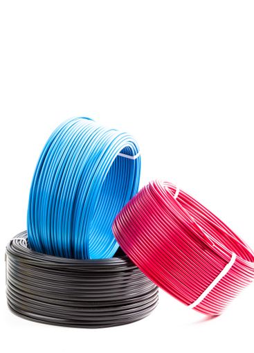 set colored electric cable on white background