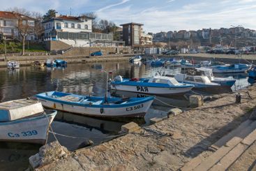 Sunset panorama of the port of Sozopol, Bulgaria