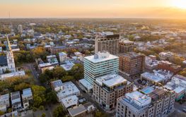 Aerial view of Savannah, old historical city in Georgia....