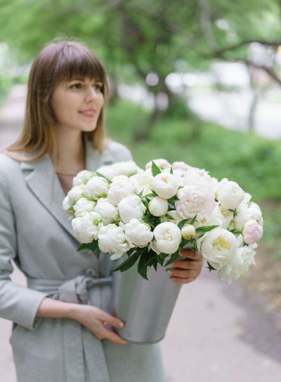 selective focus on flowers. Beautiful bouquet of white...