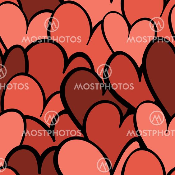 Overlapping Hearts Seamless Pattern