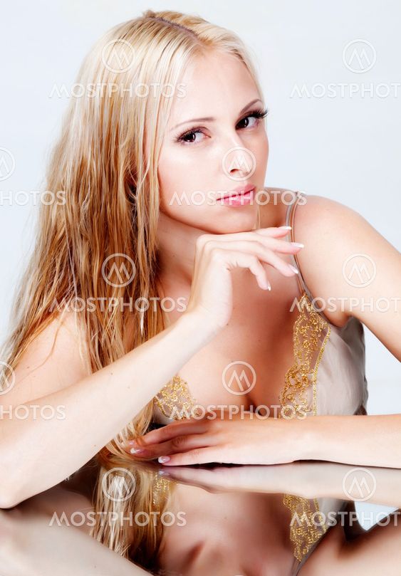 beautiful blonde portrait in studio