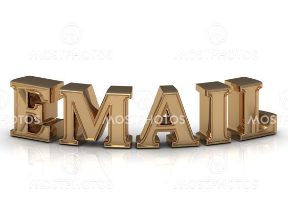 EMAIL- inscription of bright gold letters on white
