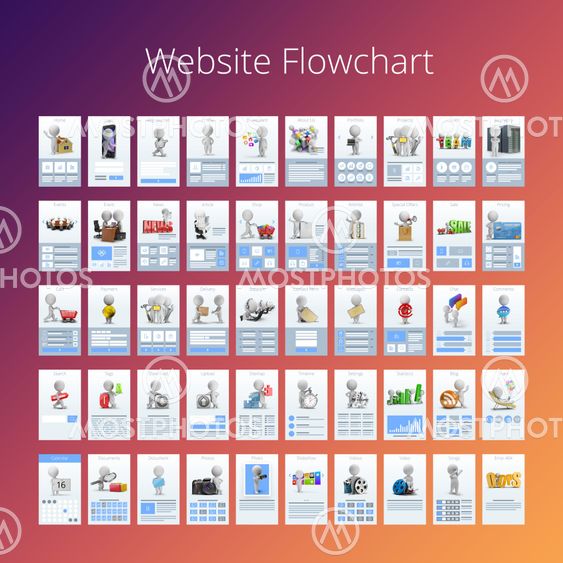 3d small people - website flowchart