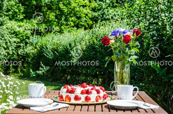 Made summer table in garden