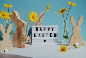 Phrase HAPPY EASTER traditional greeting to christian...