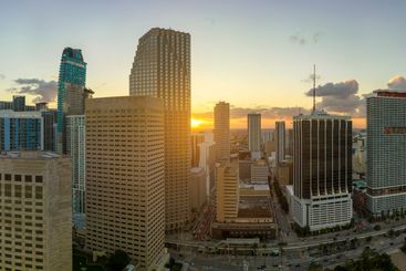 Evening urban landscape of downtown district of Miami...