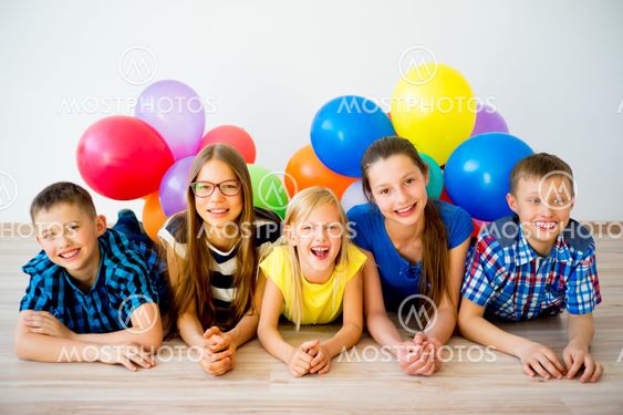Happy children with balloons