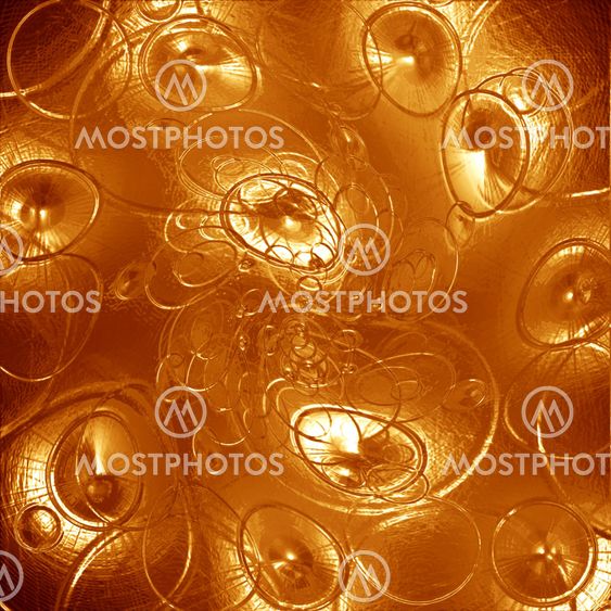 Golden abstract background with round objects