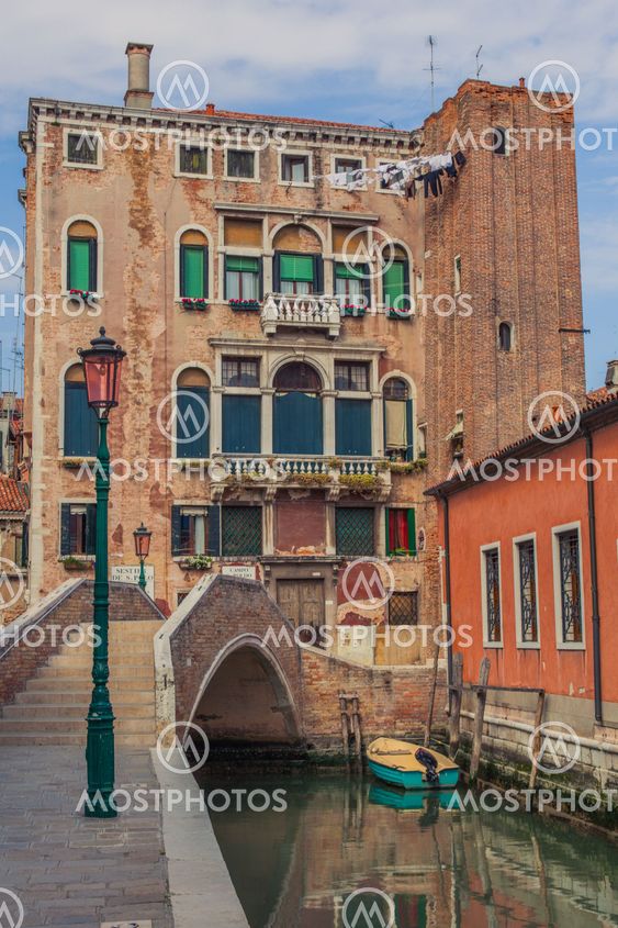 Venice canal with gondolas