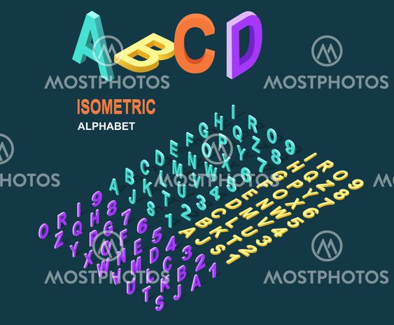Isometric Design Style Alphabet