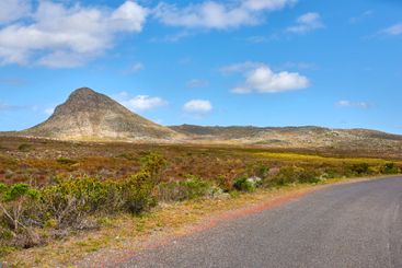 Landscape, mountains and nature with road for travel,...